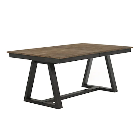 Transitional Trestle Dining Table with Self-Storing Leaf