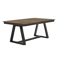 Transitional Trestle Dining Table with Self-Storing Leaf