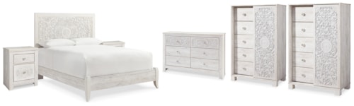 Queen Panel Bed, Dresser, 2 Chests And 2 Nightstands
