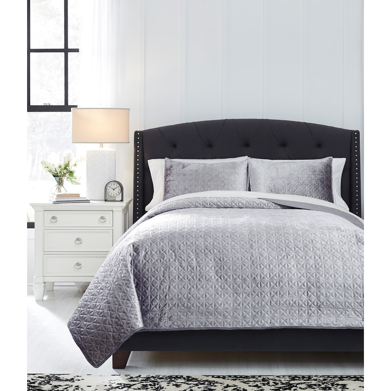 Ashley Furniture Signature Design Bedding Sets Queen Maryam Gray Coverlet Set