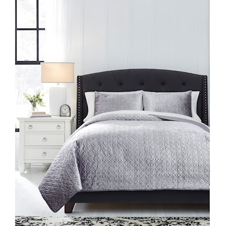 Queen Maryam Gray Coverlet Set