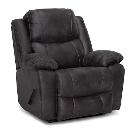 Casual Oversized Rocker Recliner with Pillow Arms