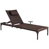 Outdoor Adjustable Chaise Lounge with Drink Table