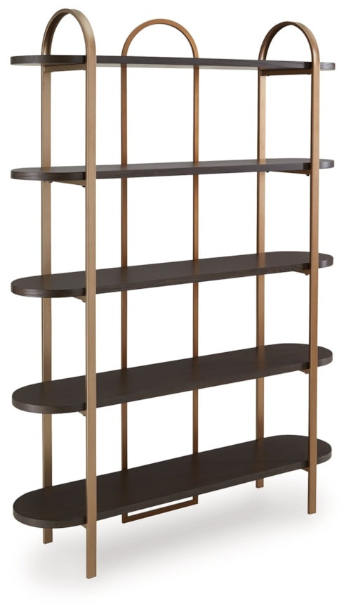 Goldtone Metal Bookcase with Rounded Shelves