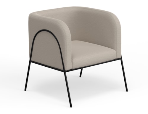 Contemporary Upholstered Barrel Armchair with Metal Legs