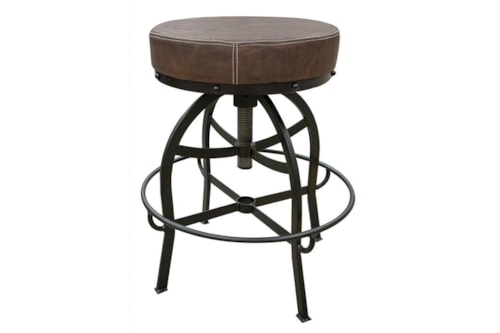 Industrial Swivel Bar Stool w/Bonded Leather Seat
