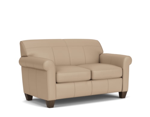 Transitional Loveseat with Tapered Legs