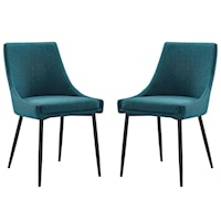 Upholstered Fabric Dining Chairs - Black/Teal - Set of 2