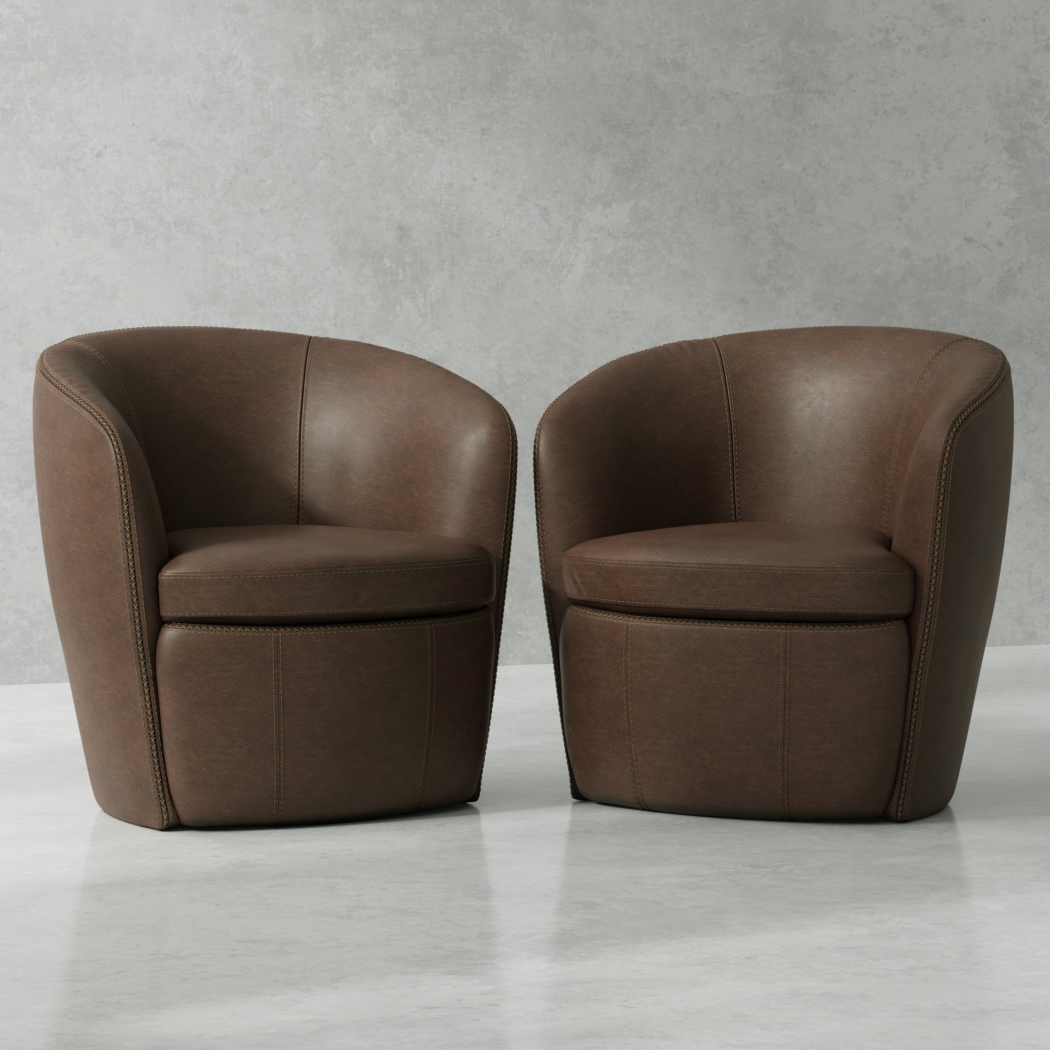 Parker Living Barolo Leather Swivel Barrel Chair (Set of 2)