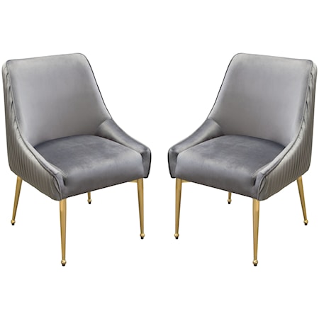 Set of 2 Dining Chairs w/ Metal Legs