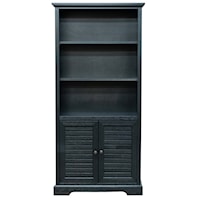 Transitional 3-Shelf Bookcase with 2 Doors