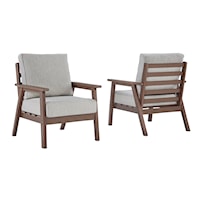 Set of 2 Outdoor Lounge Chairs with Cushions