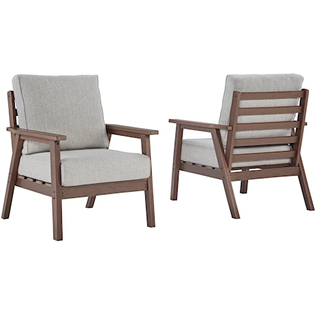 Set of 2 Outdoor Lounge Chairs with Cushions