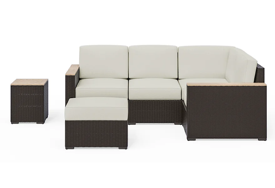 Palm Springs Outdoor Sectional and Ottoman Set by homestyles at Sam Levitz Furniture