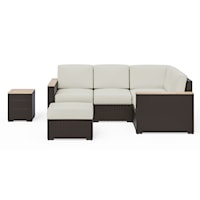 Contemporary Outdoor 4-Seat Sectional, Ottoman and Side Table Set