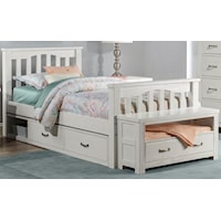 Mission Style Twin Harper Bed with Wide Plank Spindles and Under Bed Storage