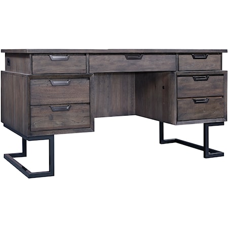 Contemporary 66" Executive Desk with A/C Outlets and Wire Management