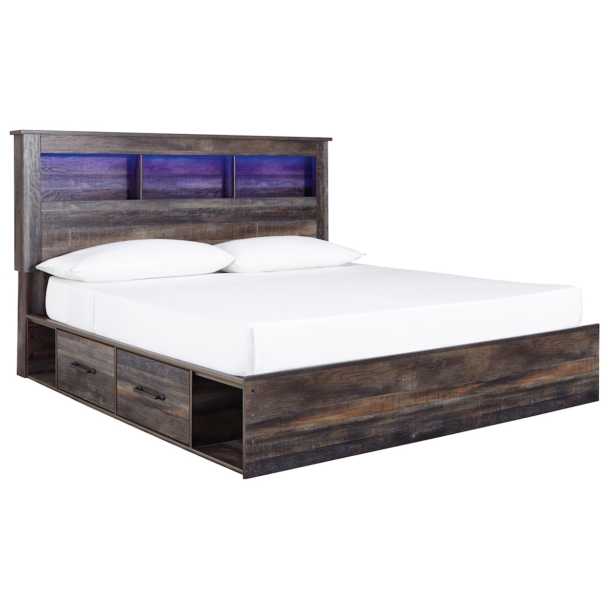 Benchcraft Drystan King Bookcase Bed with 4 Underbed Drawers