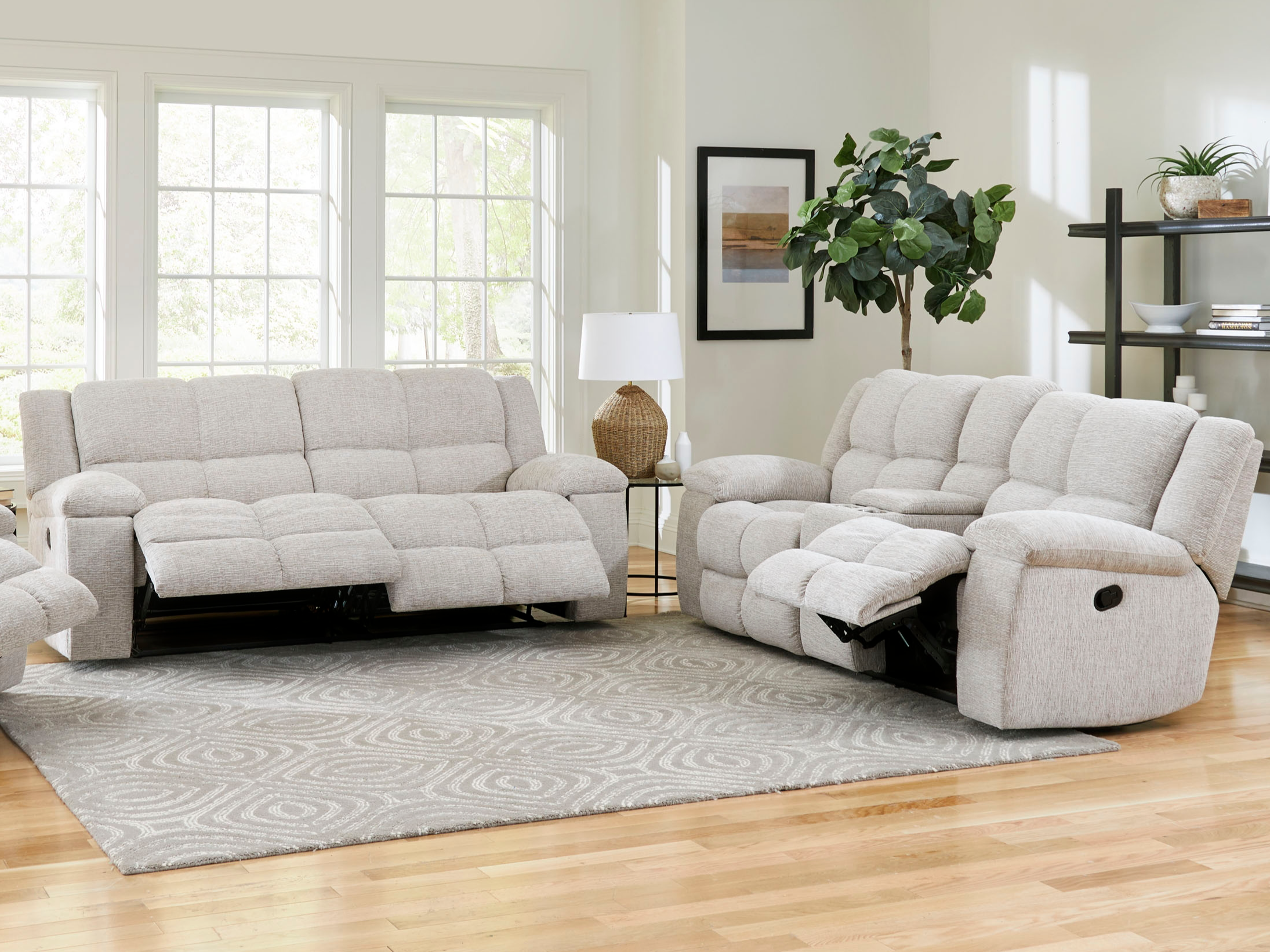 Manual Reclining Sofa and Loveseat Set