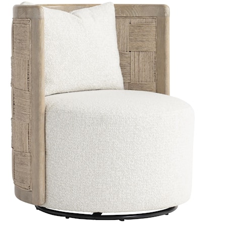 Gustavia Fabric Swivel Chair with Woven Rope