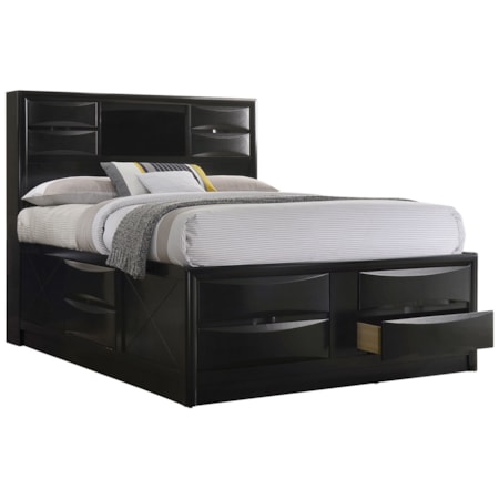Briana Wood King Storage Bookcase Bed