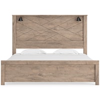 King Panel Bed with Sconce Lights