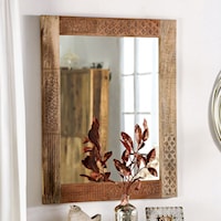 Boho Hard-Carved Solid Wood Wall Mirror