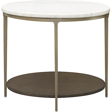 Transitional Oval End Table with Stone Top