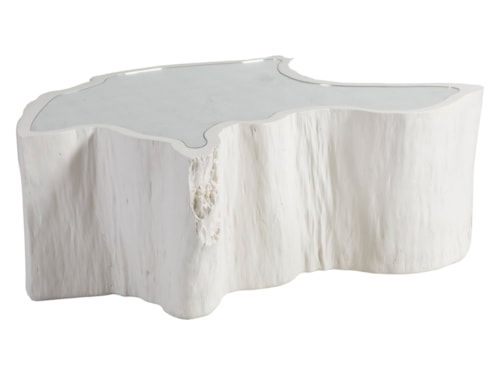 Contemporary Asymmetrical Cocktail Table with Glass Top