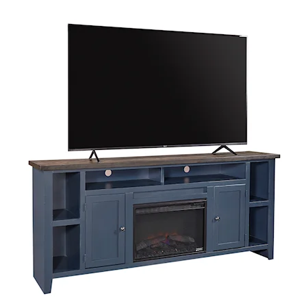 Transitional 84" Fireplace Console with Wire Management