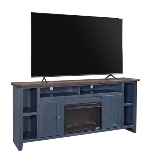 Transitional 84" Fireplace Console with Wire Management