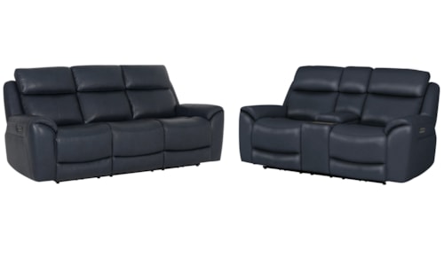 Casual Power Reclining Sofa and Loveseat Set with Power Headrests and Lumbar Support