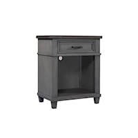 Farmhouse 1-Drawer Nightstand with Felt Lined Top Drawer