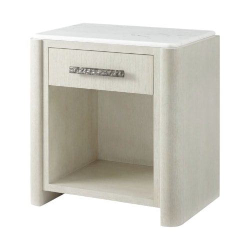 Contemporary Essence Nightstand with Marble Top