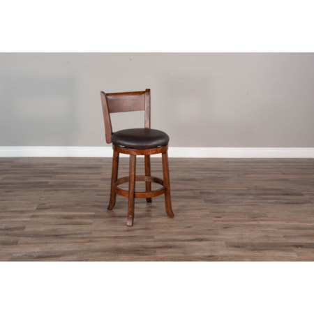 24&quot;H Swivel Barstool, Cushion Seat &amp; Back