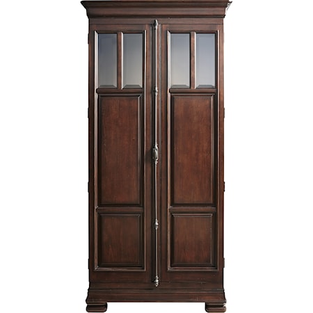 Transitional 2-Door Wardrobe with Adjustable Shelves and Touch Lighting