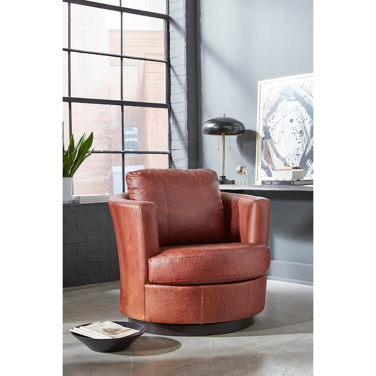 Bravo Furniture Tina Mid-Century Modern Swivel Barrel Chair