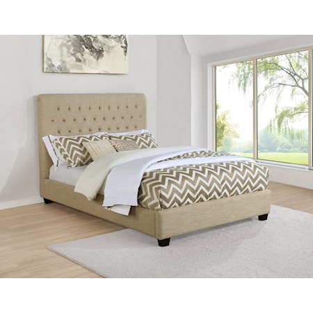 Chloe Queen Panel Bed Oatmeal