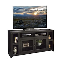 Transitional 65" TV Console with Glass Doors