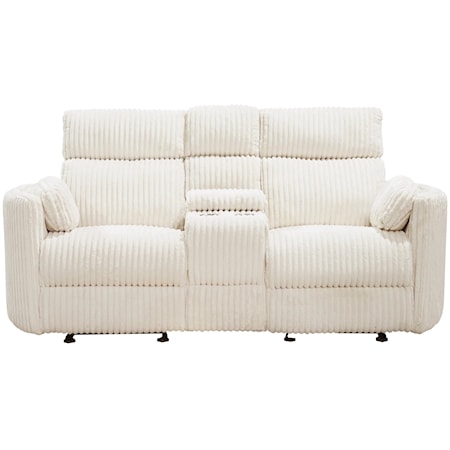 Casual Power Glider Console Loveseat with USB Port