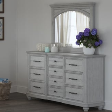 Ten-Drawer Dresser and Mirror Set