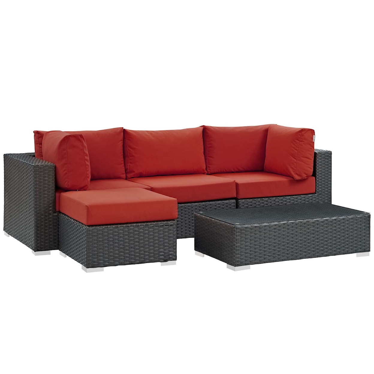 Modway Sojourn Outdoor 5 Piece Sectional Set