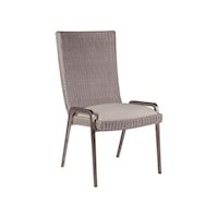 Transitional Woven Wicker Side Chair with Upholstered Seat
