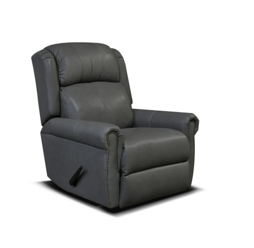 Casual Leather Rocker Recliner with Nailhead Trim