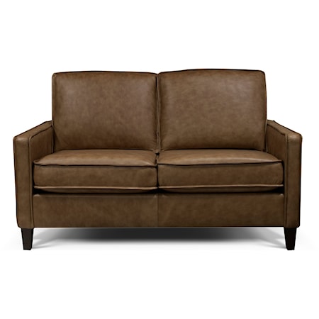 Transitional Leather Loveseat with Track Arms