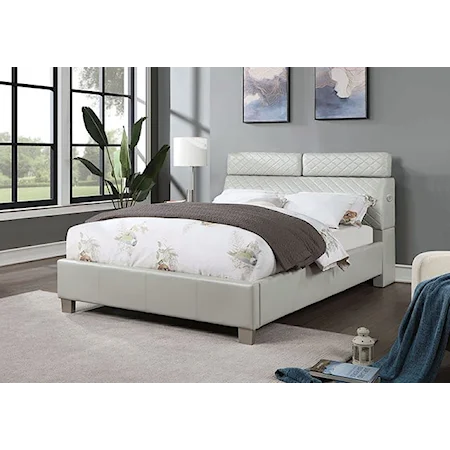 Transitional Light Gray Queen Bed