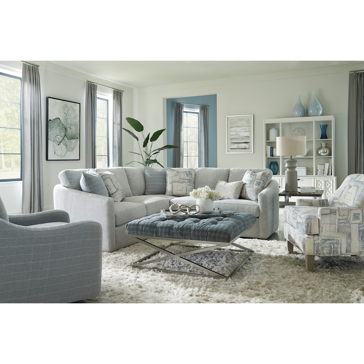 Hickory Craft 716850BD 4-Seat Sectional Sofa w/ RAF Loveseat