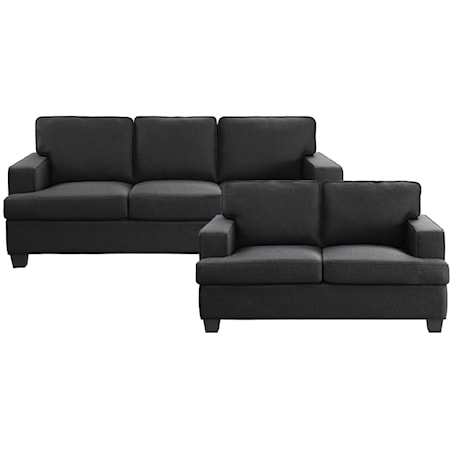 Contemporary 2-Piece Living Room Set with Track Arms and Loose Back Cushions