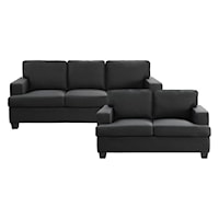 Contemporary 2-Piece Living Room Set with Track Arms and Loose Back Cushions