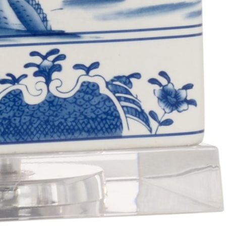 Square Blue And White Lamp